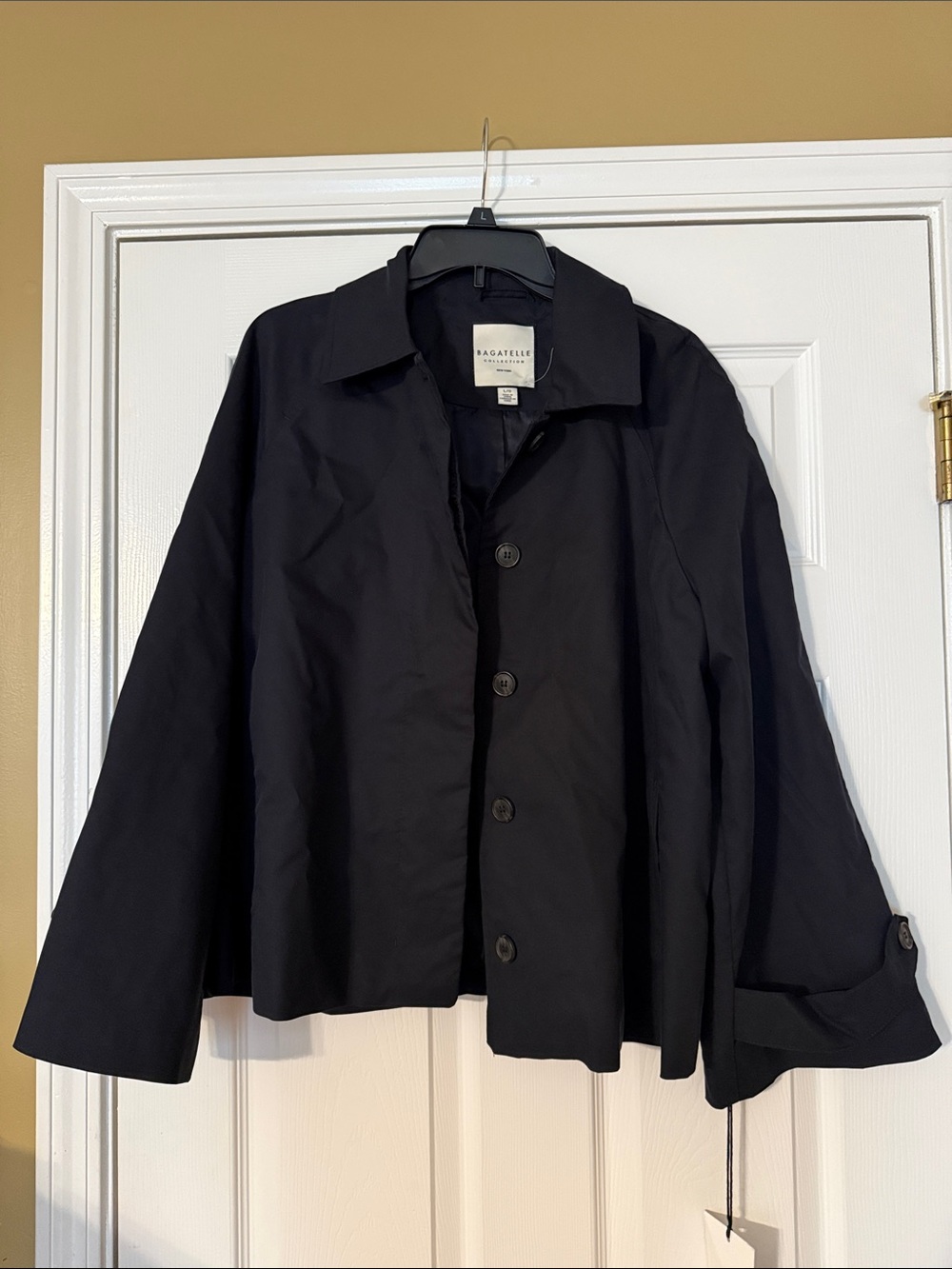 bagatelle Black Cropped Button-Front Trench Jacket